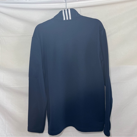 ADIDAS 1/4 Zip Warm Up Jacket Blue 3 White Stripe Size Large - Picture 2 of 12